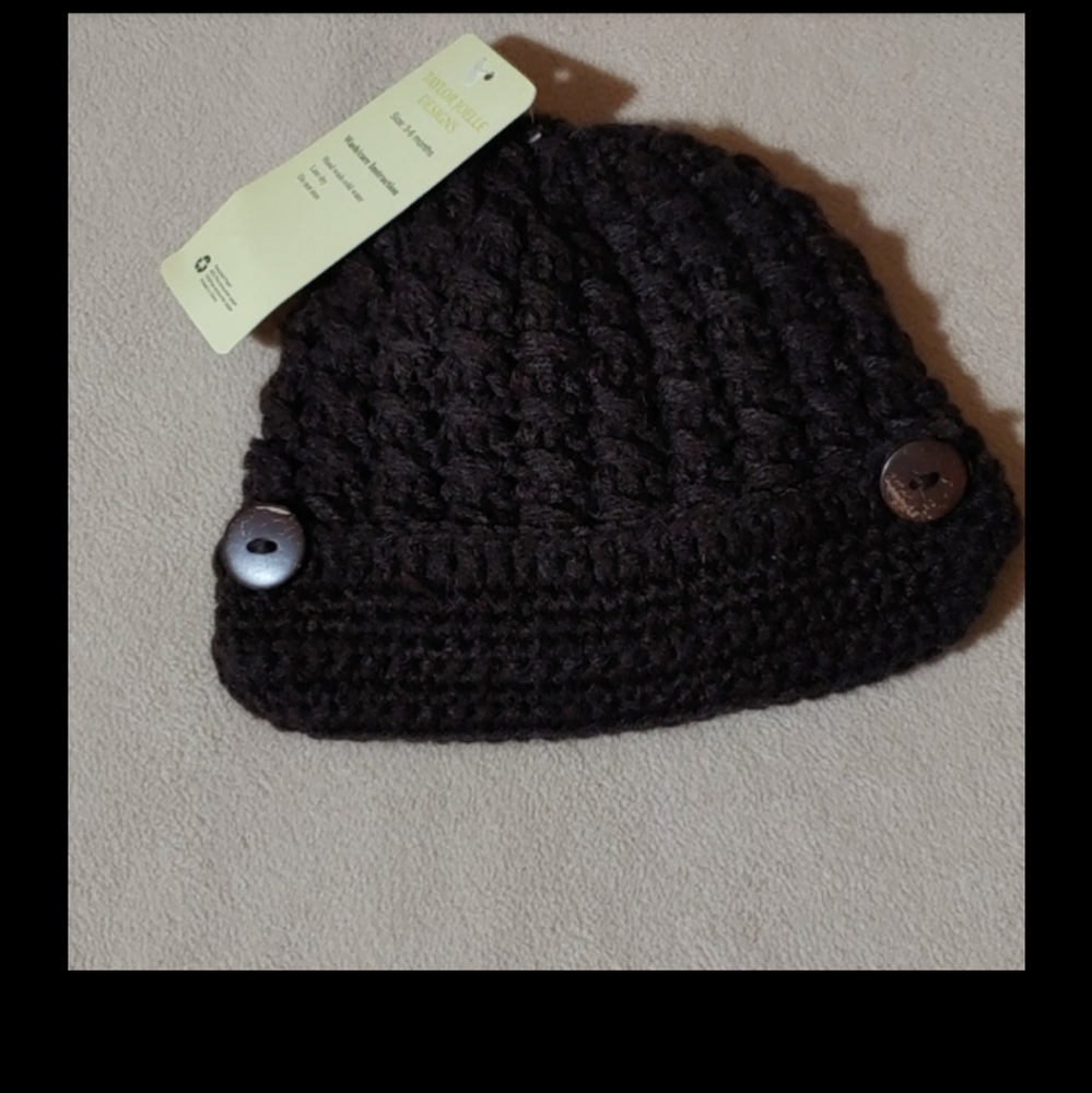 Brown 2 button crochet winter hat!
